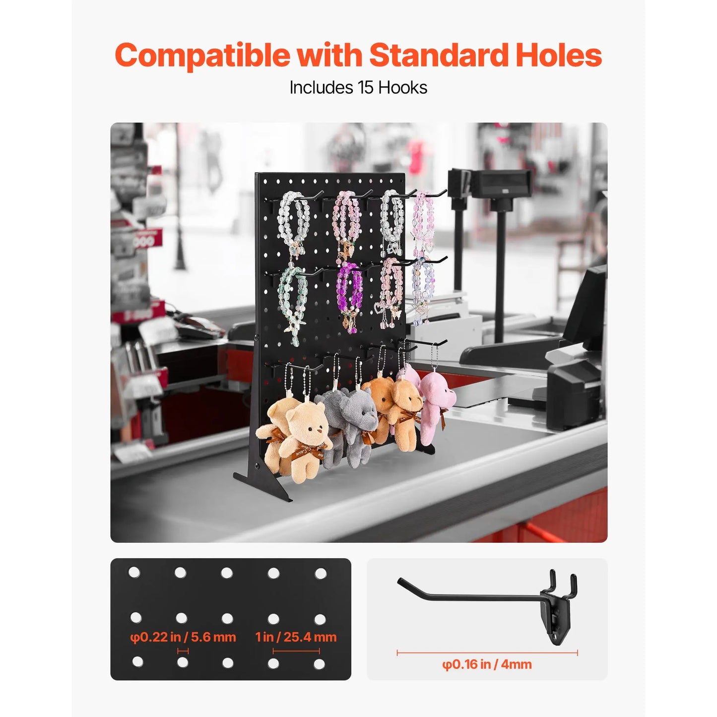 SucceBuy Steel Pegboard Display Stand With Hooks For Retail Space