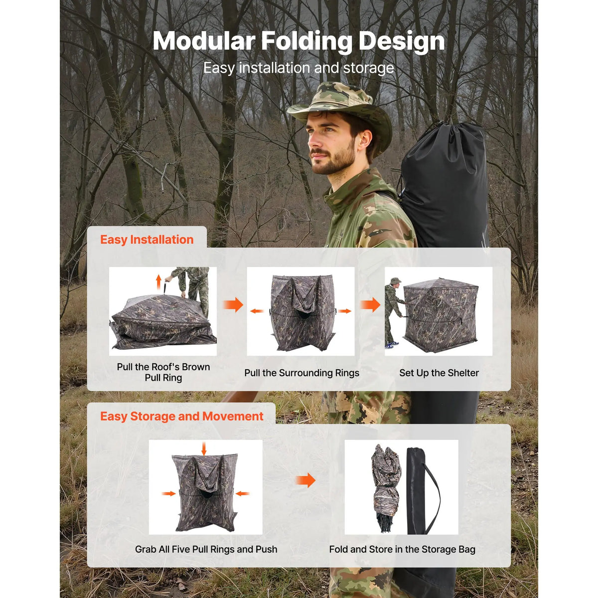 SucceBuy Ground Hunting Blind With Silent Door And Carry Bag