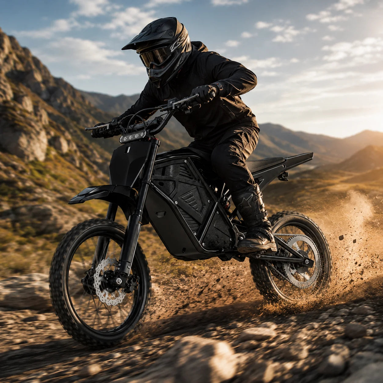 3000W Peak Power Electric Dirt Bike 48V 20.8Ah - 38MPH High Speed Off-Road E-Motorcycle with Dual Suspension & Dual Disc Brakes, 40-Mile Range, 3 Riding Modes