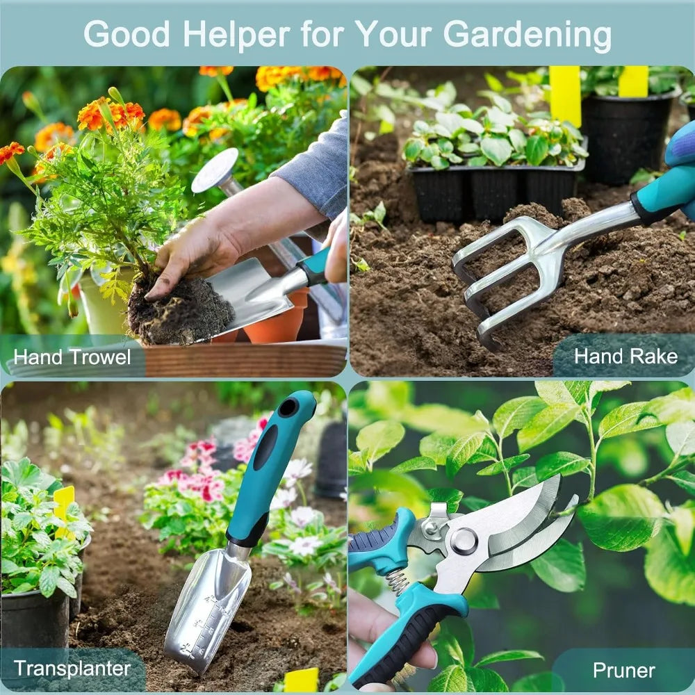 Heavy Duty Aluminum Gardening Tools Set with Storage Bag | Rust Resistant Essential Kit for Outdoor Planting