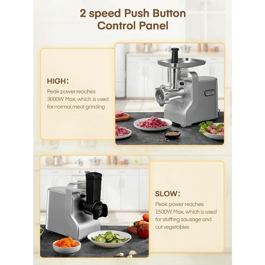 Heavy Duty Electric Meat Grinder With Sausage Stuffer And Plates