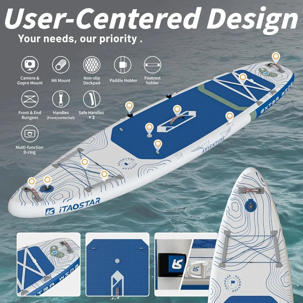 Extra Wide Inflatable Stand Up Paddle Board With Five Fins