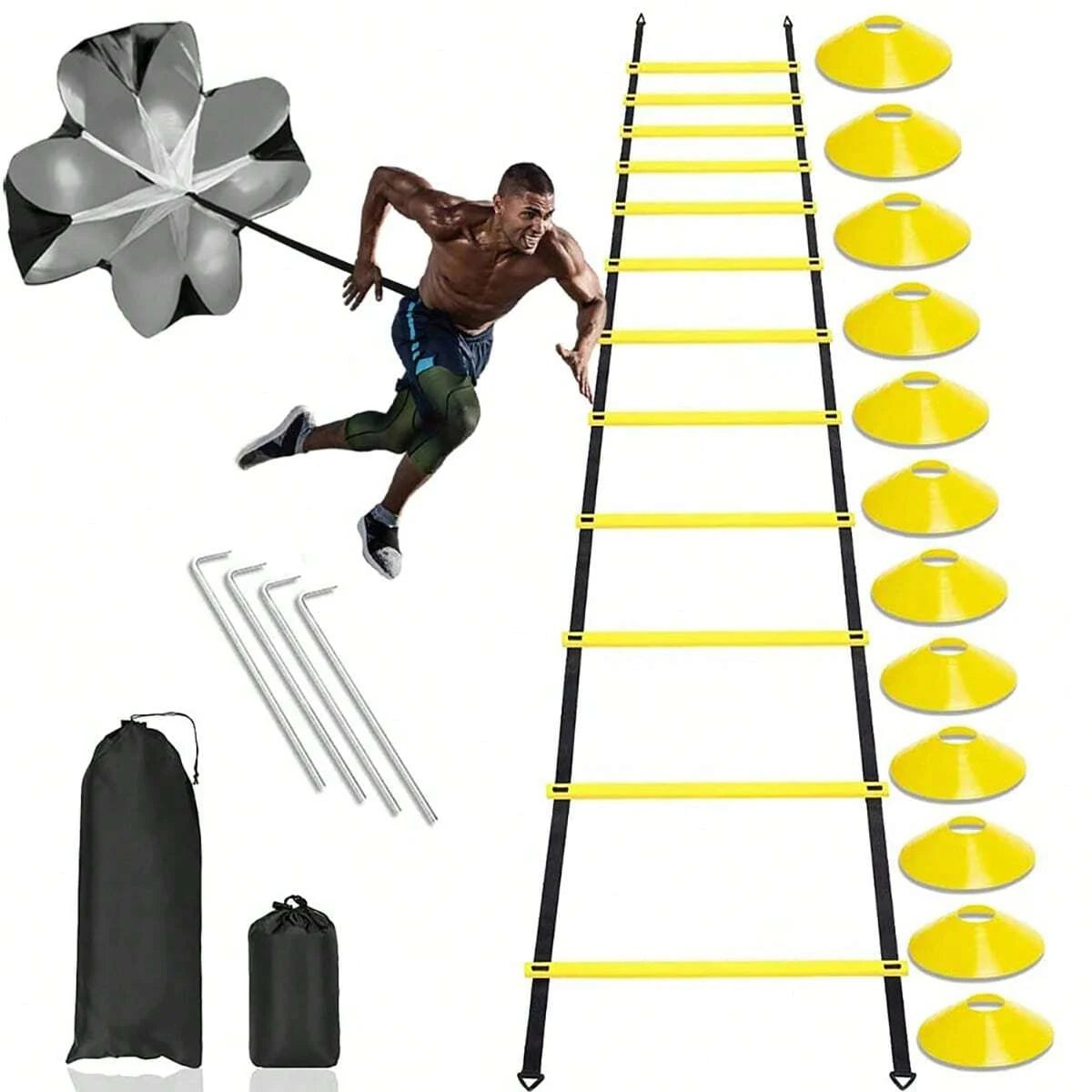 Gkhmnew Speed Agility Training Set With Ladder Cones And Parachute