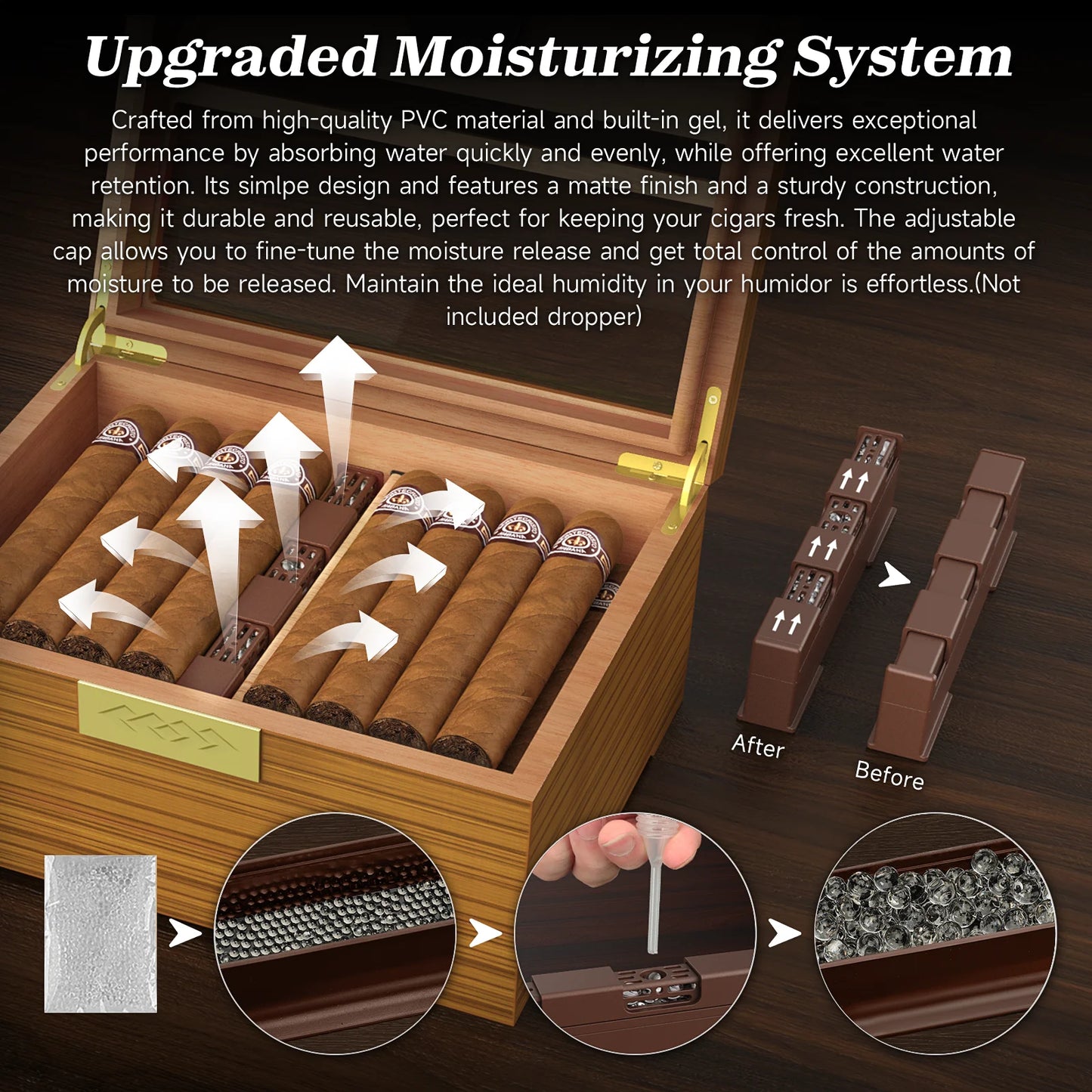 Xifei Cedar Wood Cigar Humidor With Hygrometer Humidifier And Drawer