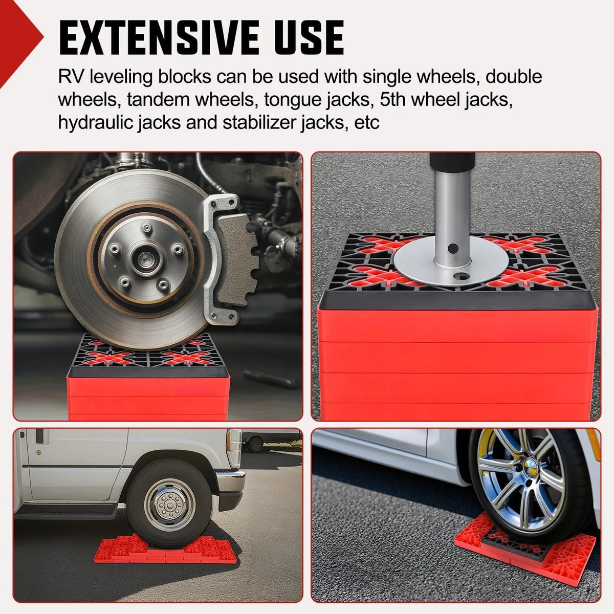 Nilight RV Leveling Blocks 12 Pack Interlocking Design Stabilizer Block Anti-Slip Rubber Covers Customizable Height with Carrying Bag for RV Camper Travel Trailer, Adjustable Camper Stabilizer Blocks for Motorhome Trailer Tir