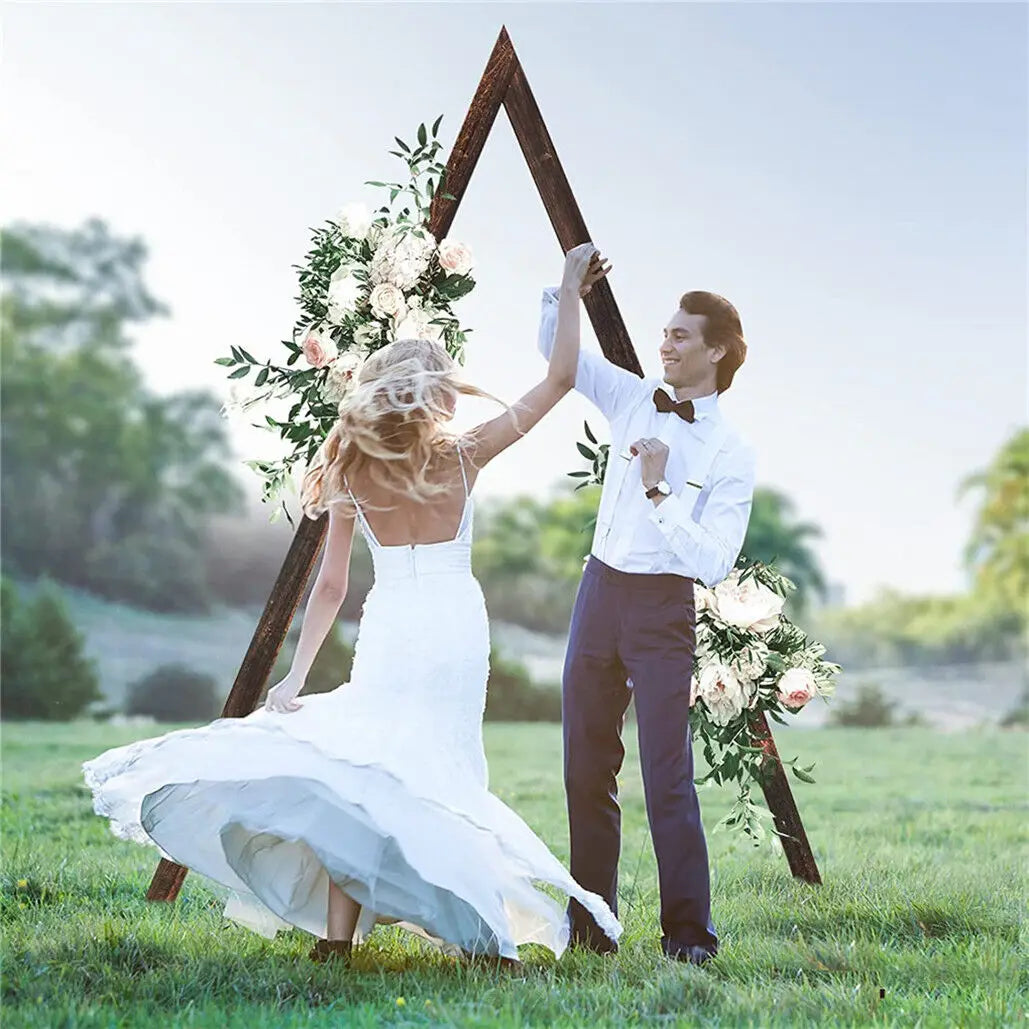 Wooden Rustic Triangle Wedding Arch Backdrop Frame Garden Ceremony Decor