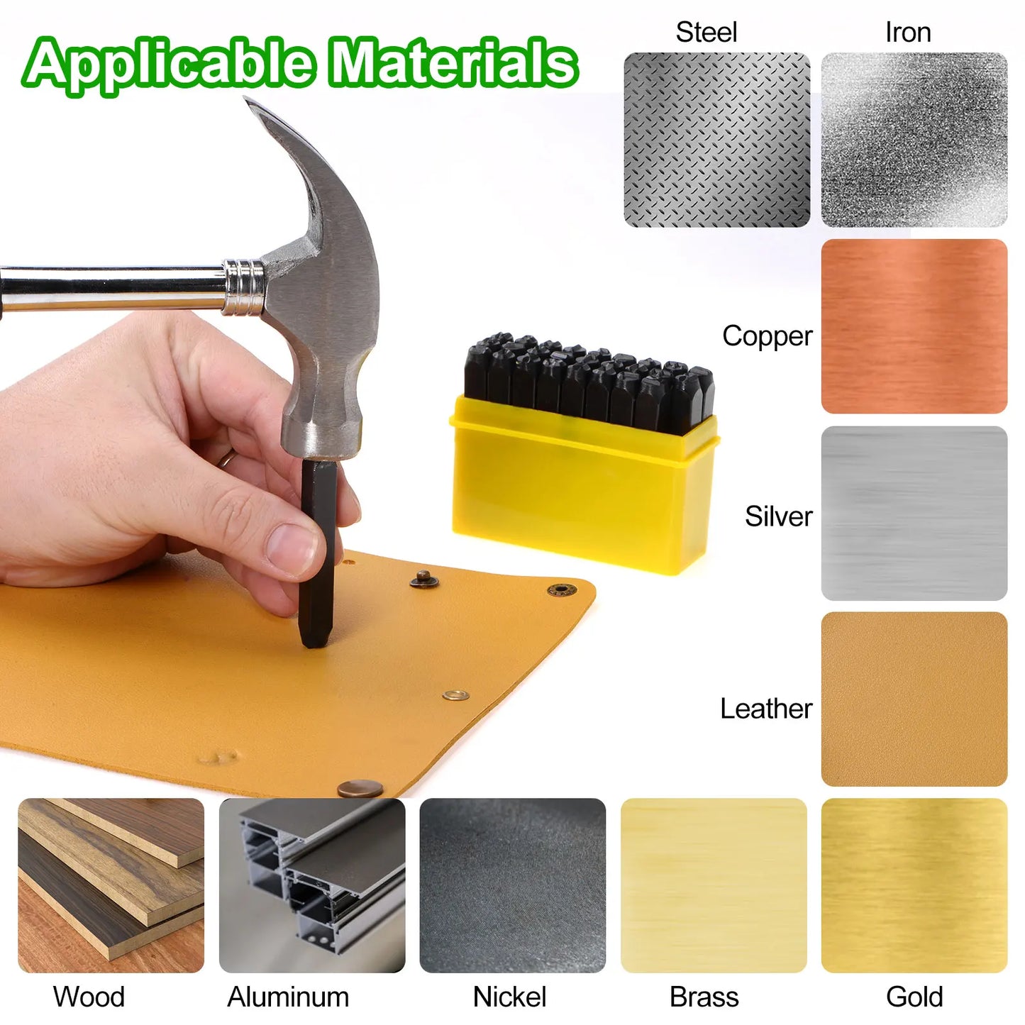UXCELL Metal Stamping Kit Letter Punch Press Tool Chrome Steel