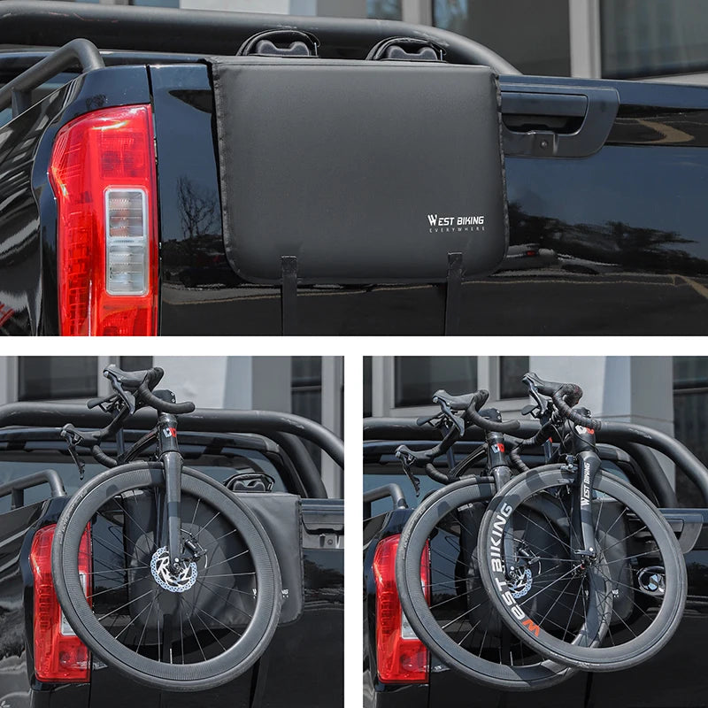WEST BIKING Bike Tailgate Pad Pickup Truck Tailgate Protection Pad With Fixing Strap Hold 2-5 Bicycles Truck Carrier Accessories