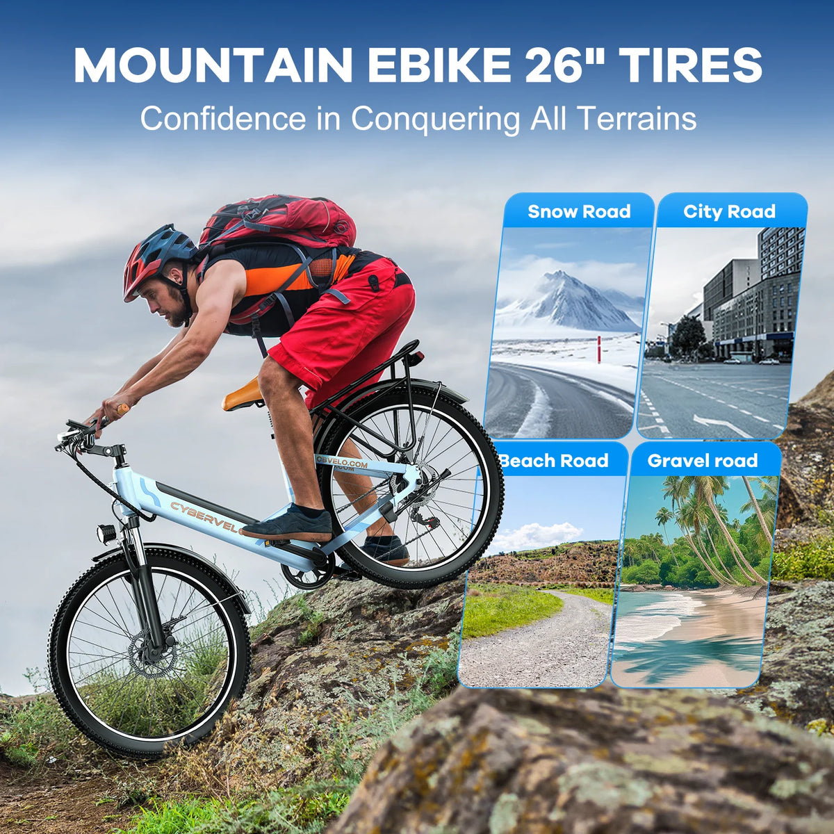Cybervelo Urban Commute Step-Thru Electric Bike With 1000W Peak Motor