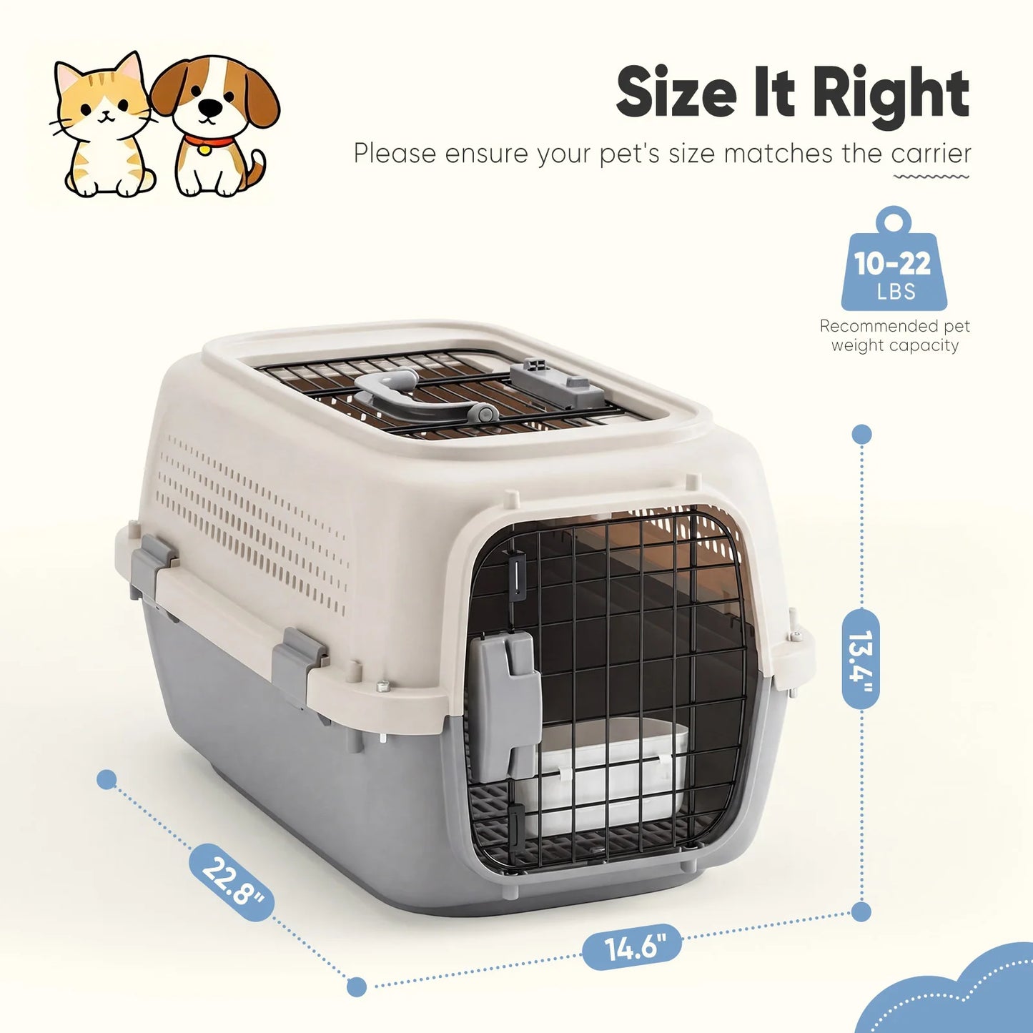 Portable Pet Carrier For Small Dogs With Top Access Door