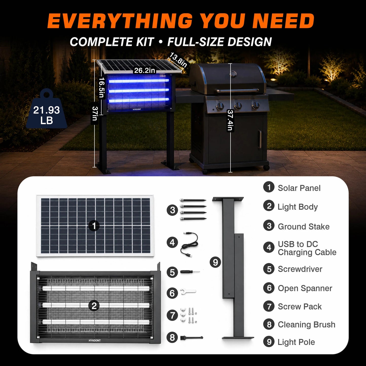 Hykoont Solar Mosquito Killer Lamp For Backyard Pest Control