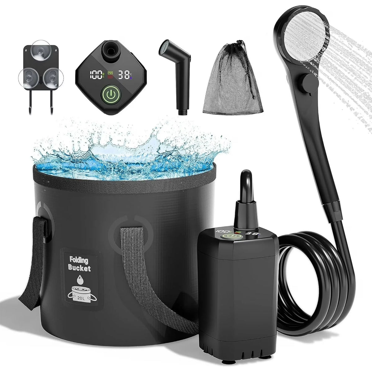 Moriko Portable Rechargeable Camping Shower With Led Display