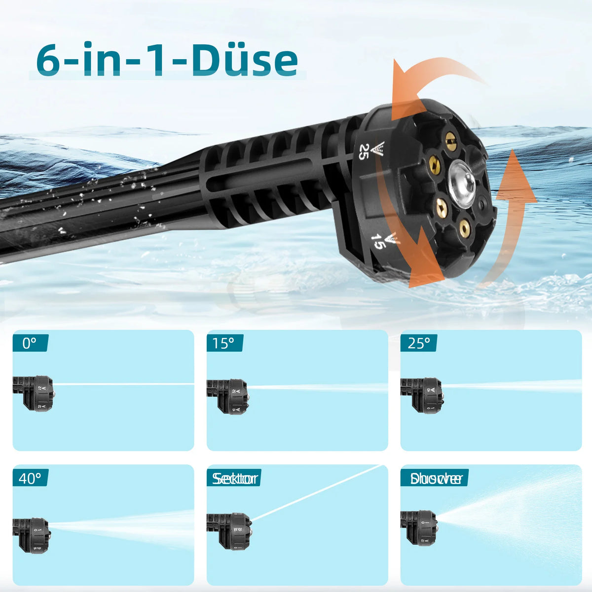 Cordless Pressure Washer Handheld Brushless Motor with 2 Battery Packs 4.0Ah 6 in 1 Nozzle Portable Cleaner for Car Washing Yard Patio