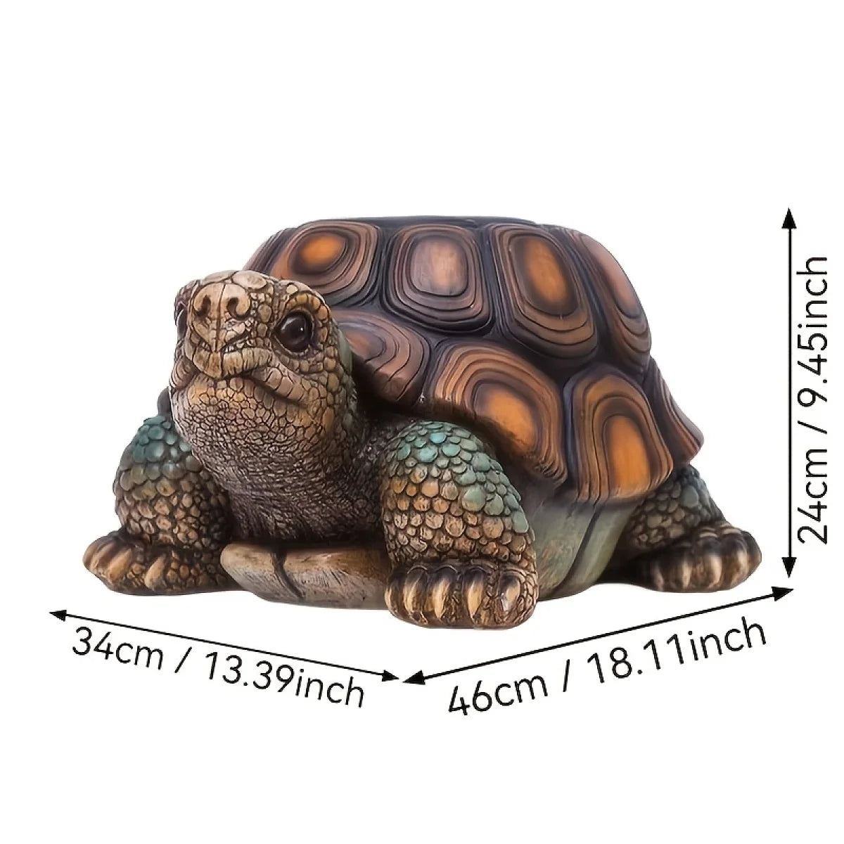 18" Garden Turtle Statue Stool, Simulated Animal Resin Sculpture, Multi-Purpose Decorative Stool for Living Room, Balcony, Office, Garden, Courtyard & Lawn