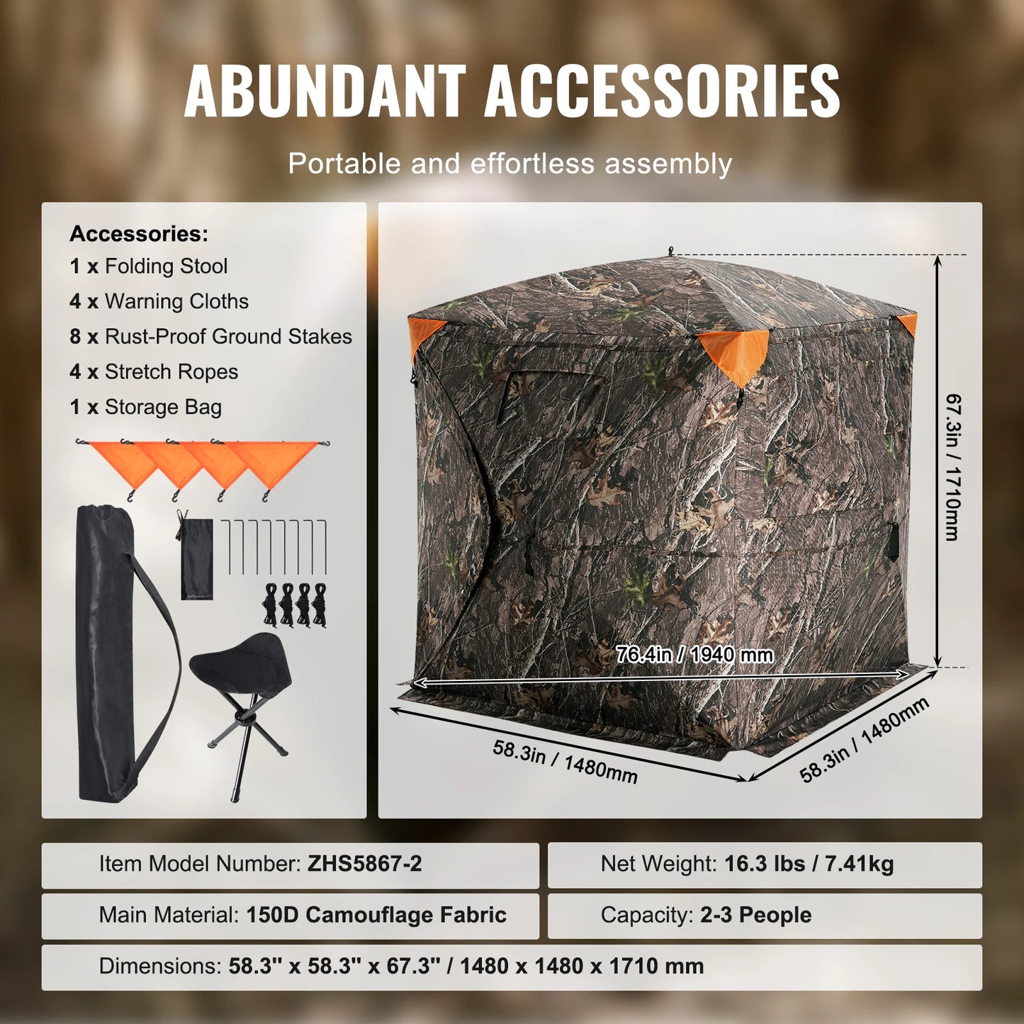SucceBuy See Through Mesh Ground Hunting Blind For Wildlife Watching