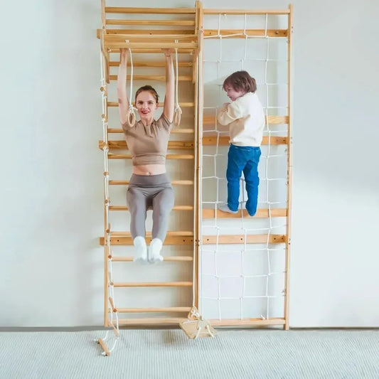 Indoor Ladder Wall Gym With Climber Swing Rope And Slide