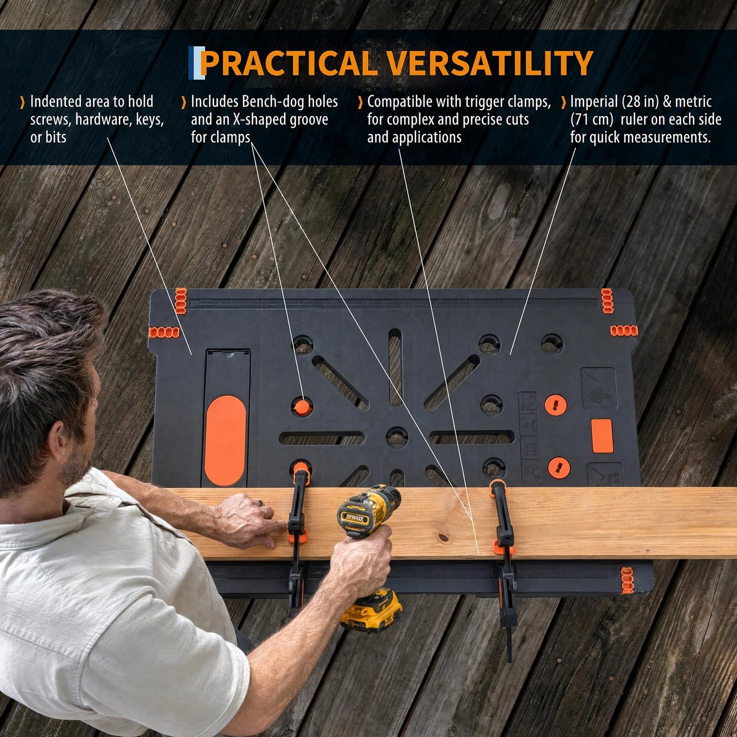 Himiss 2-In-1 Folding Work Table Sawhorse Heavy Duty Portable Workbench