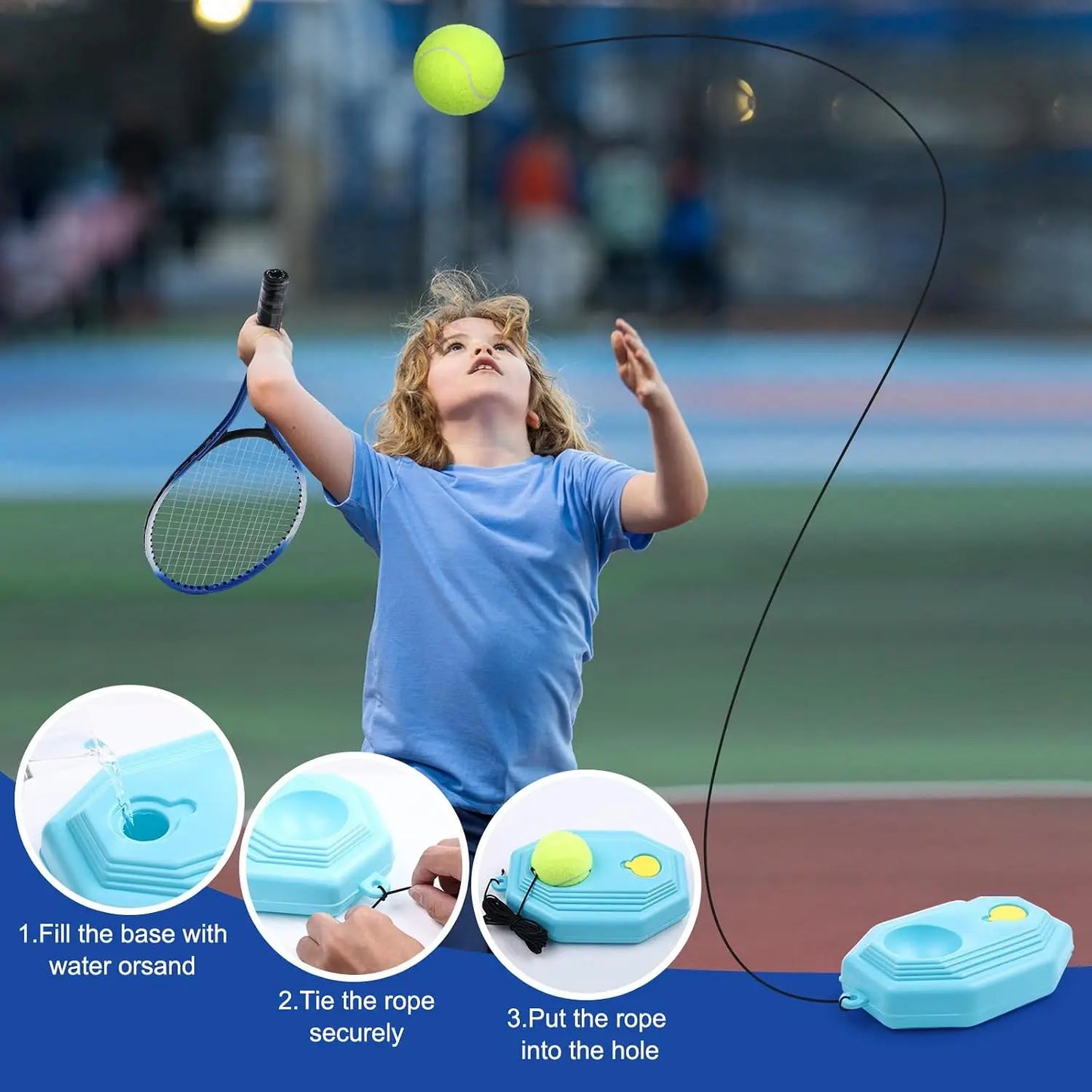 Kids 7 Tennis Racket Set With Trainer And Rebound Balls