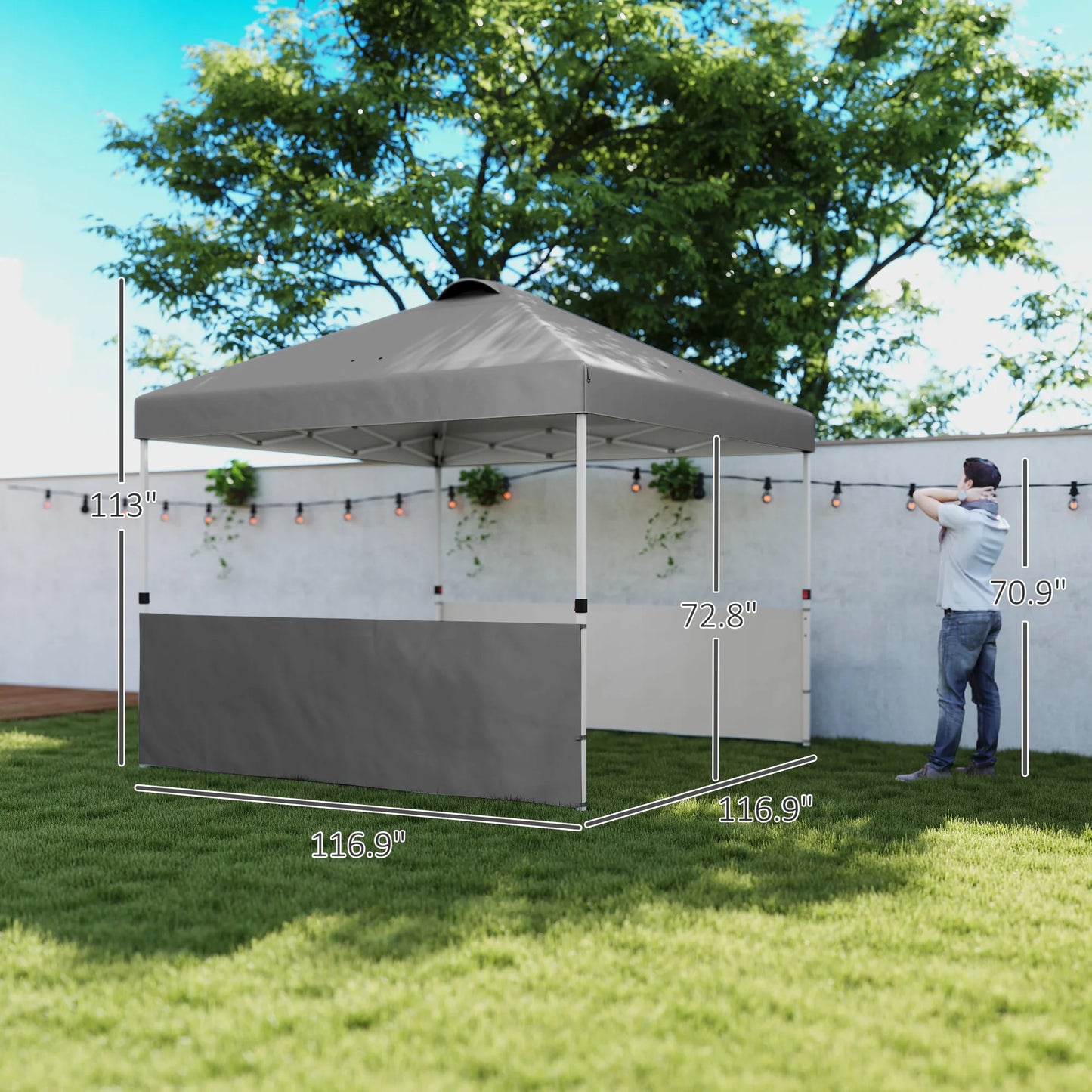 Outsunny Pop Up Canopy Tent With Half Sidewalls Outdoor Gazebo