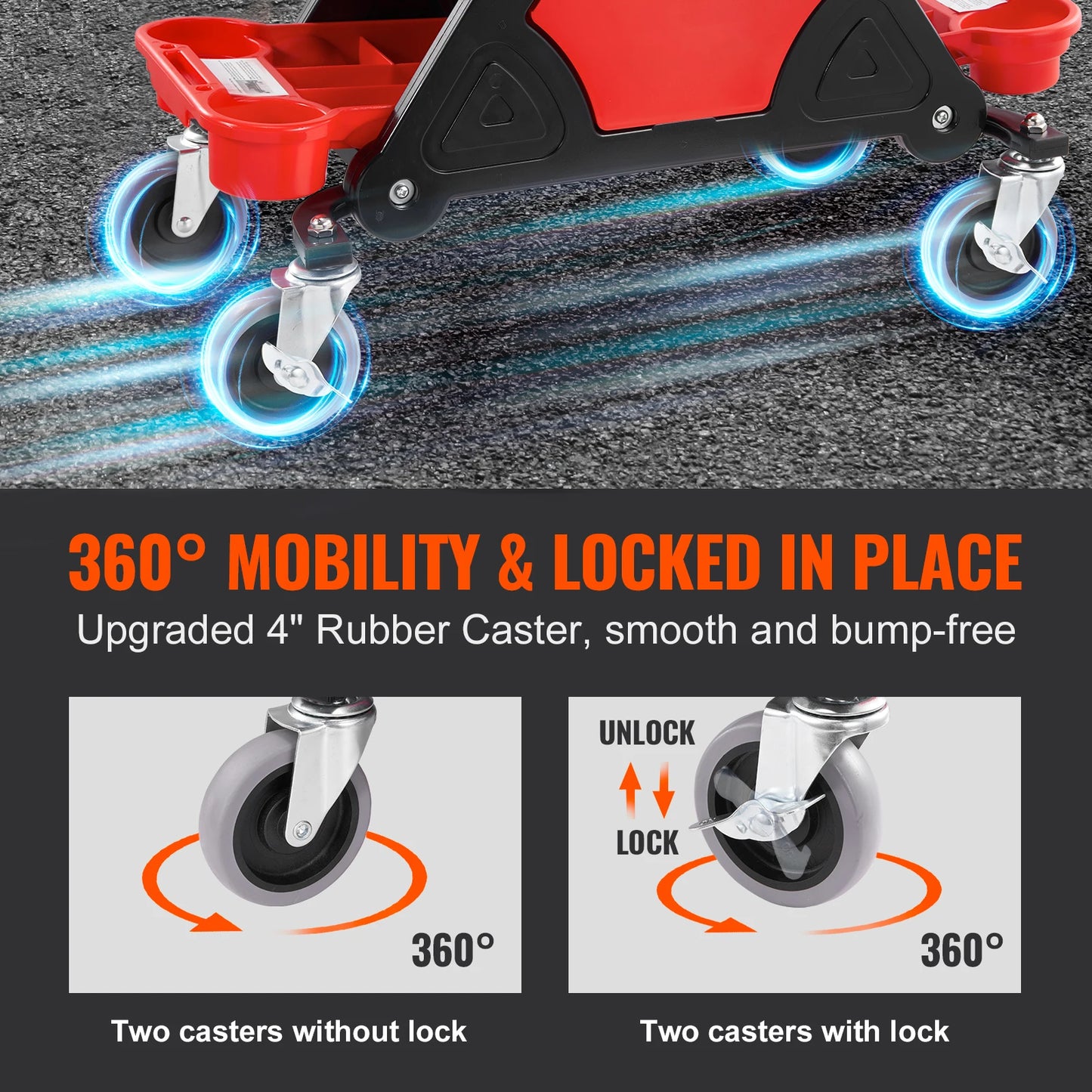 SucceBuy Heavy Duty Rolling Mechanic Seat With Storage