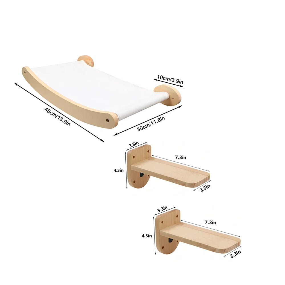 CWV Wall Mounted Cat Hammock And Sisal Scratching Shelf