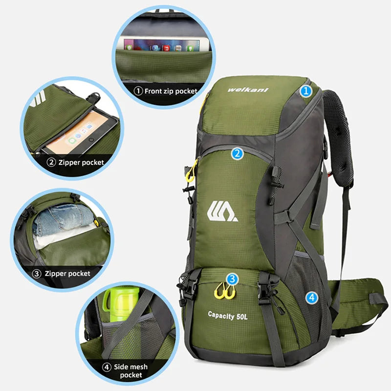 Scione Waterproof Travel Backpack For Hiking And Mountaineering Adventures