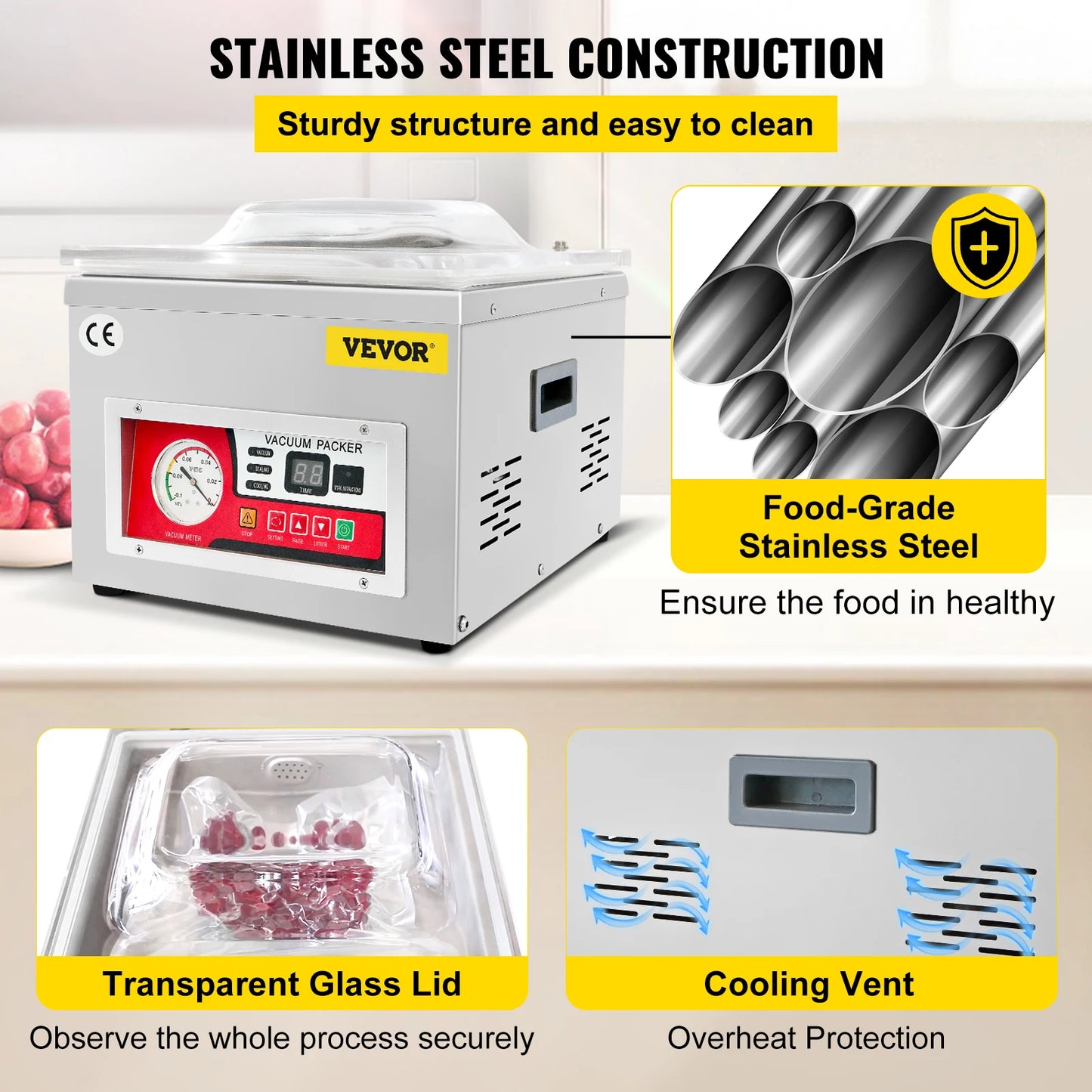 Stainless Steel Commercial Chamber Vacuum Sealer For Food Packaging