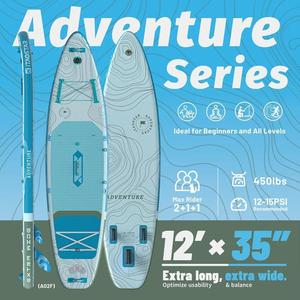 Extra Wide Inflatable Stand Up Paddle Board With Five Fins