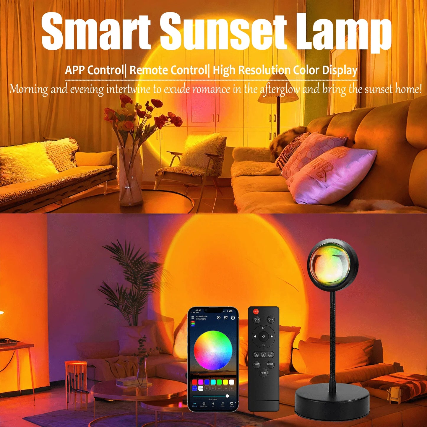 App Remote Dimmable Sunset Lamp Projector With 16 Led Modes