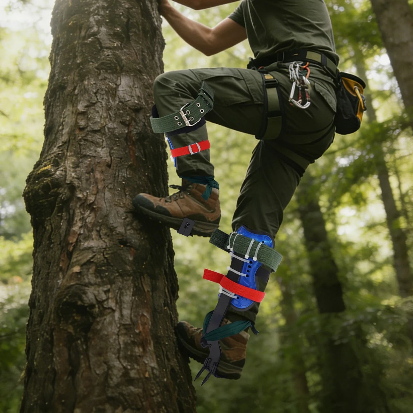 Steel Tree Climbing Spikes With Safety Belt And Ankle Straps