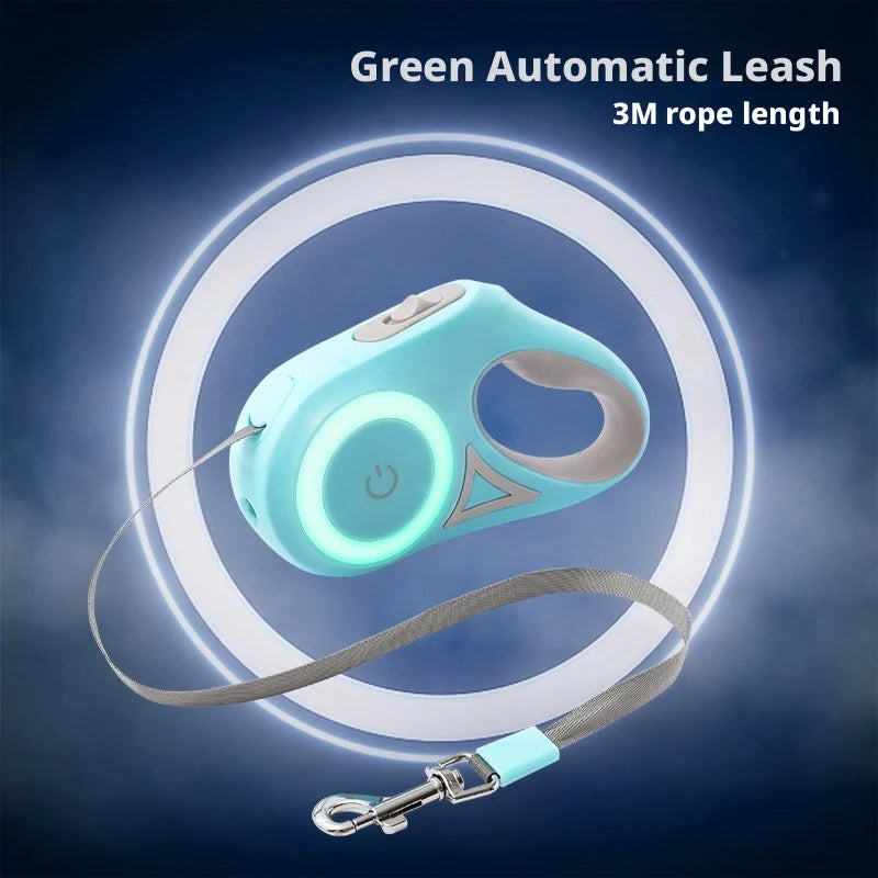 Retractable LED Dog Leash One Hand Brake And Enhanced Visibility