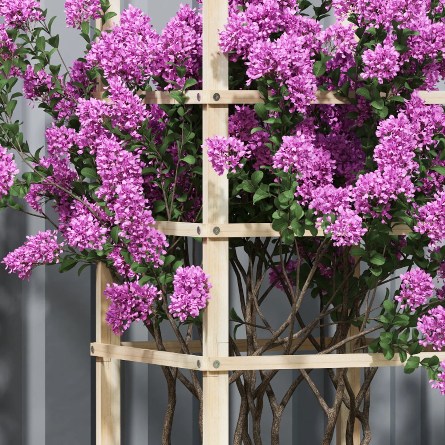 Outdoor Planter with Trellis Wooden Planter Box, Natural Wood