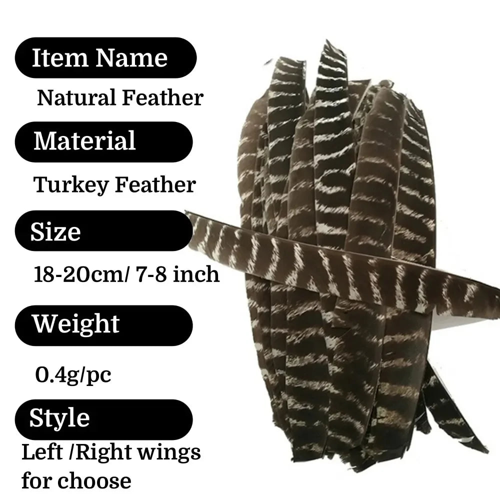 Turkey Feather Arrow Fletches 50Pcs Natural Real Turkey Vanes Left & Right Wing Pure Natural Feather Fletching DIY Replacement Parts for Carbon Aluminum Arrows Outdoor Archery Hunting Target Shooting Accessories