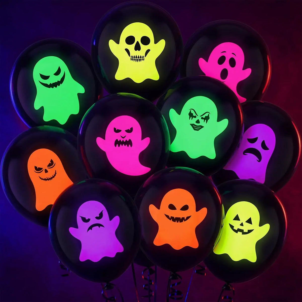 Halloween Neon Glow Ghost Latex Balloon Party Supplies