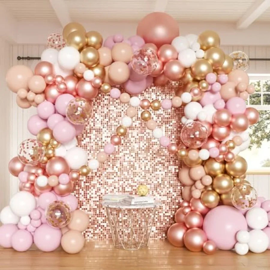 Premium Balloons Arch Kit With Confetti And Chrome Balloons