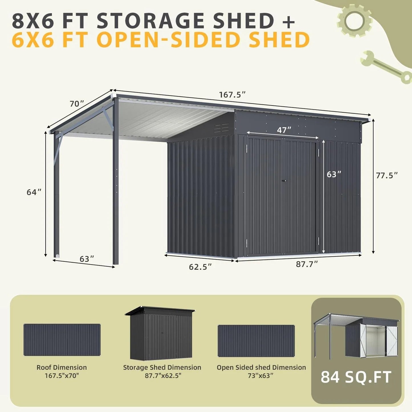 Outdoor Open Sided Metal Storage Shed With Hardtop Metal Gazebo