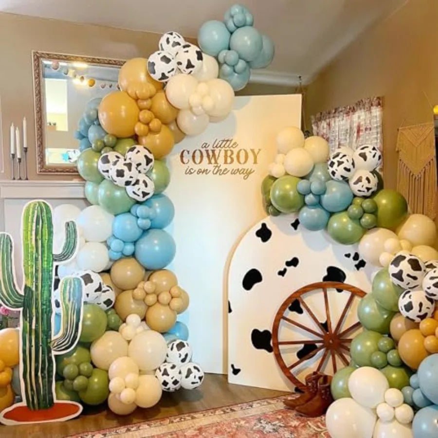 Cow Print Balloon Arch Kit for Western Farm Birthday Decor