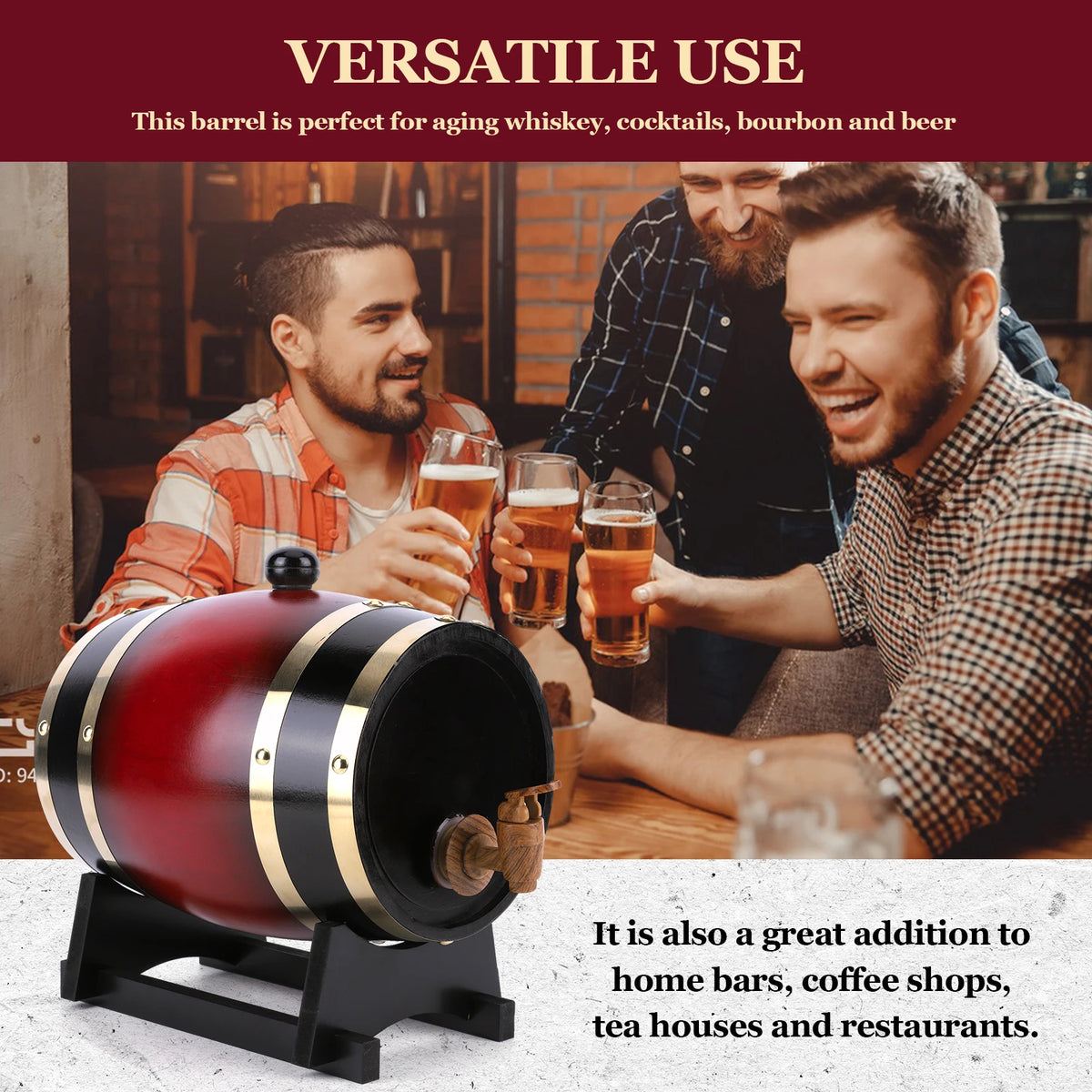 ATUOTIN Wooden Wine Storage Barrel With Faucet For Home Brewing