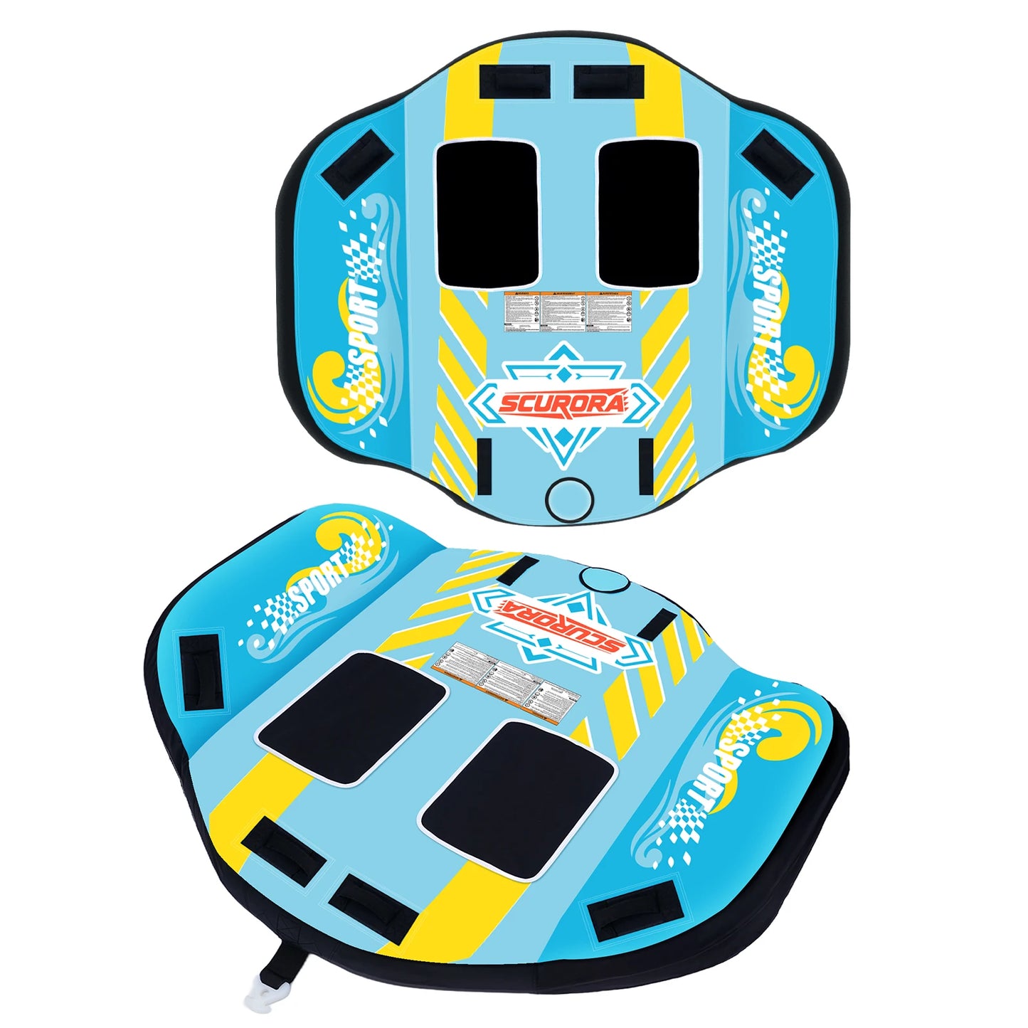 2 Person Towable Tube for Boating, Heavy Duty 420D Nylon Cover Pull Tube with Tow Points, Water Sport Tubes and Towables for Lake River Water Sports Fun