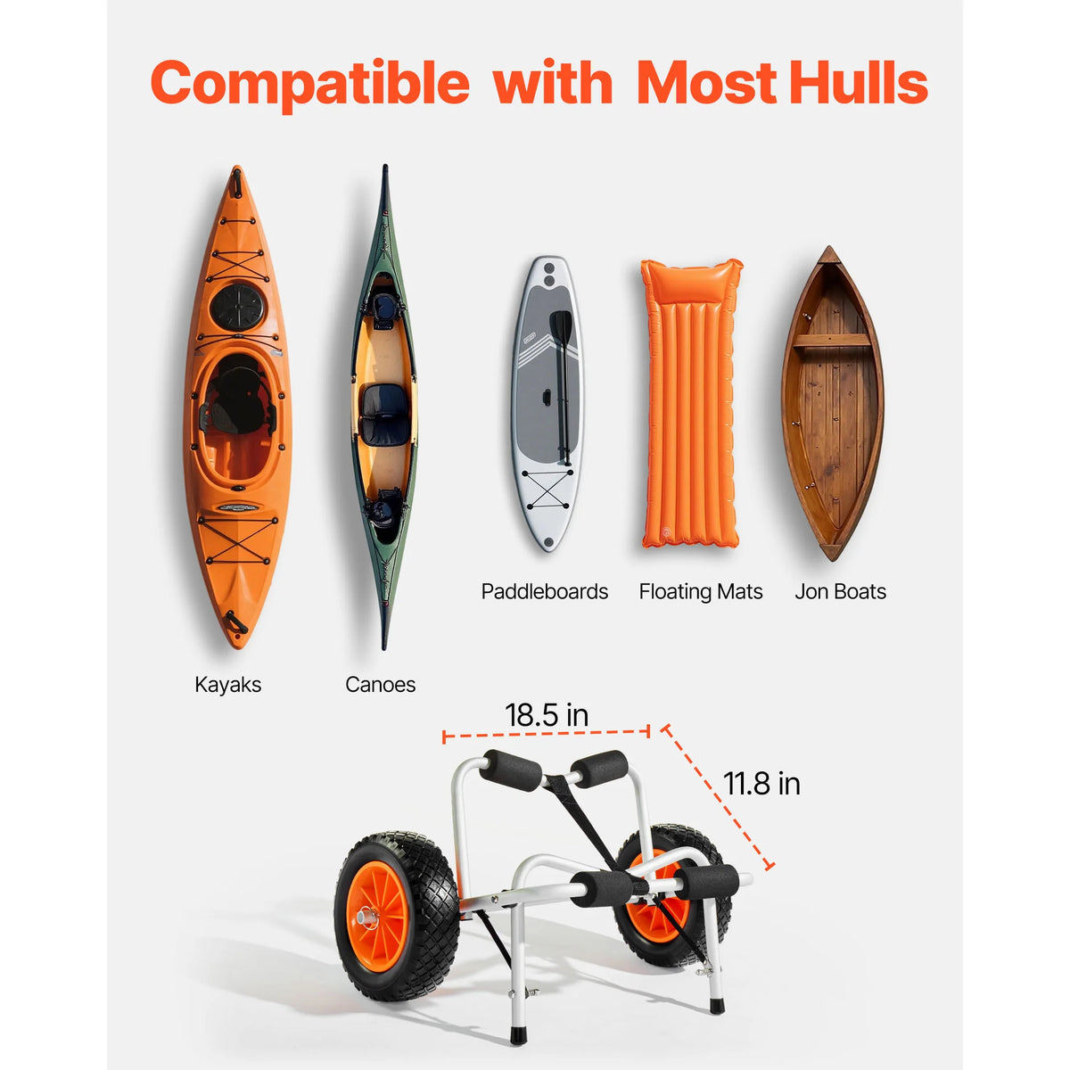 SucceBuy Foldable Kayak Cart With Solid Tires And Ratchet Strap