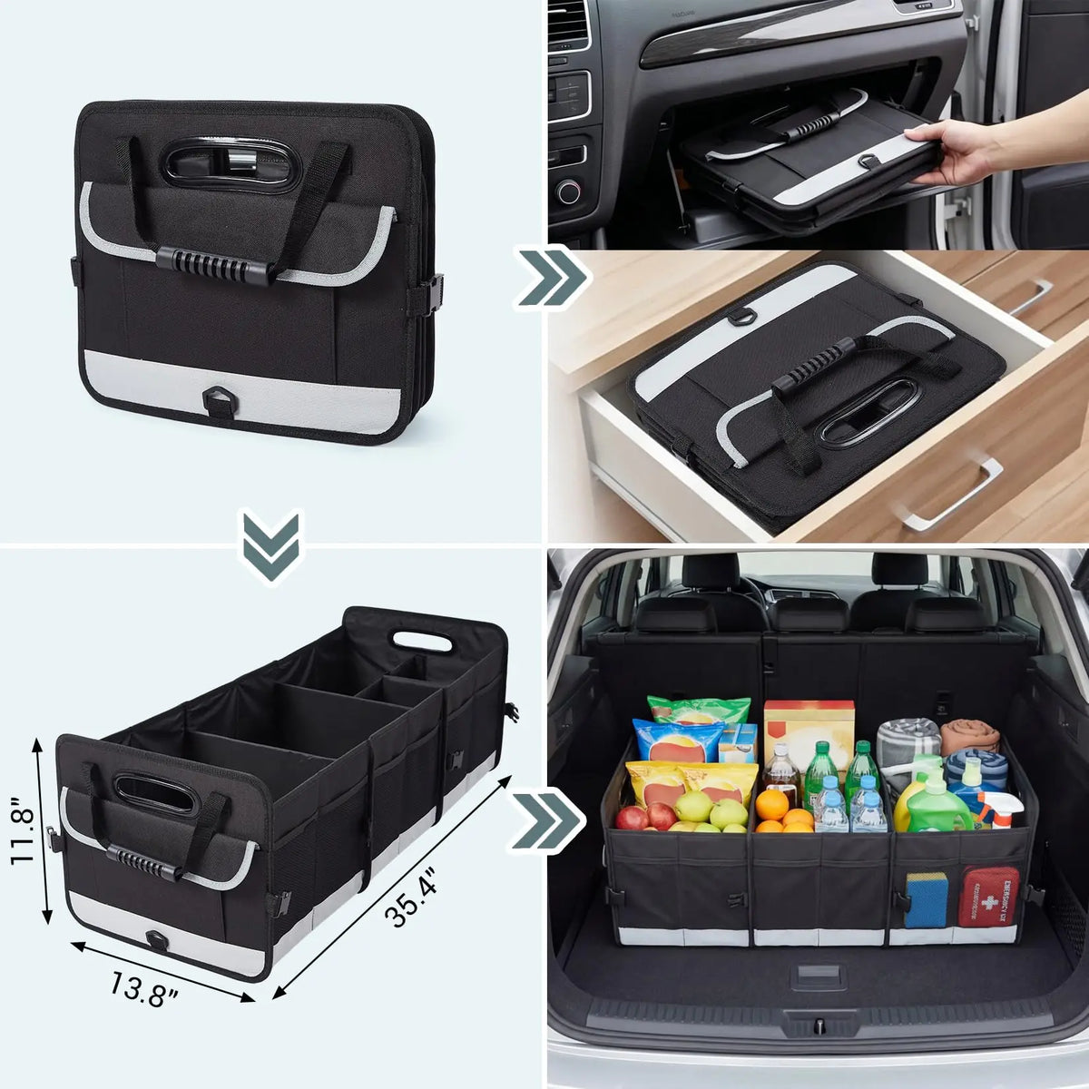 HiMISS Foldable Car Trunk Organizer With Lid And Handle
