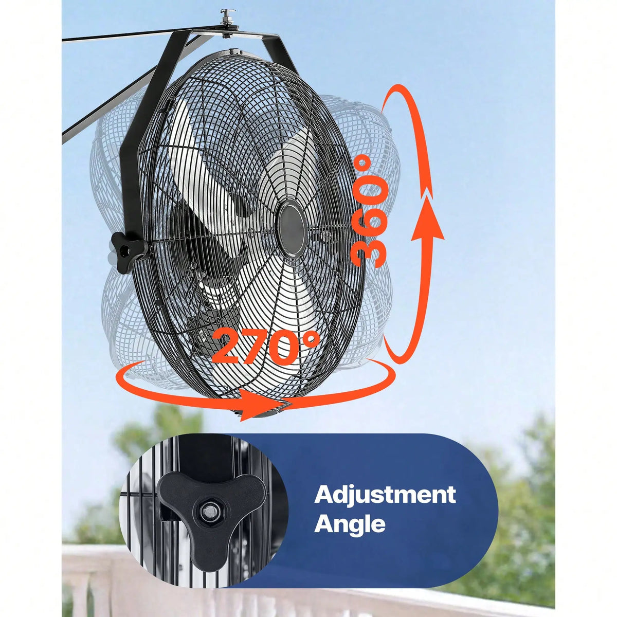 Industrial Wall Mount Fan With High Velocity And Three Speeds