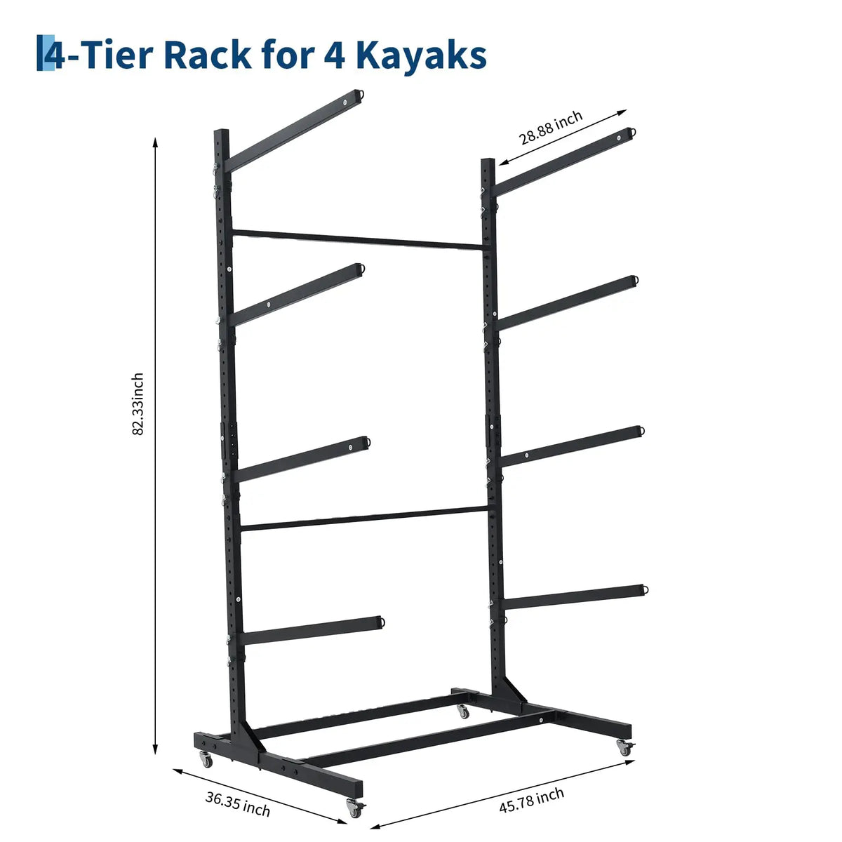 Heavy Duty Adjustable Kayak Storage Rack With Wheels For Garage