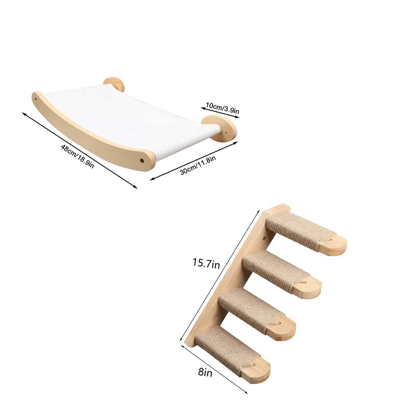 CWV Wall Mounted Cat Hammock And Sisal Scratching Shelf