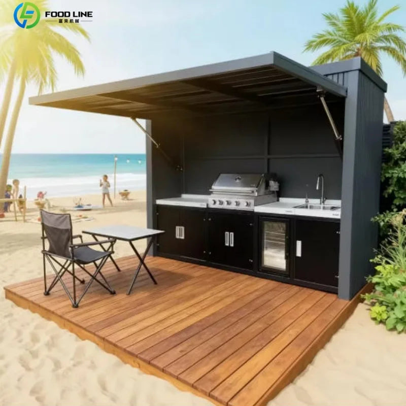 Outdoor Patio Kitchen BBQ Combo Weatherproof Storage Cabinet Stainless Steel Modular All in One Garden Backyard Customized