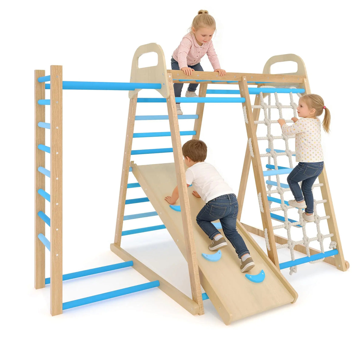 HiMiss Foldable Wooden Climbing Triangle Indoor Jungle Gym