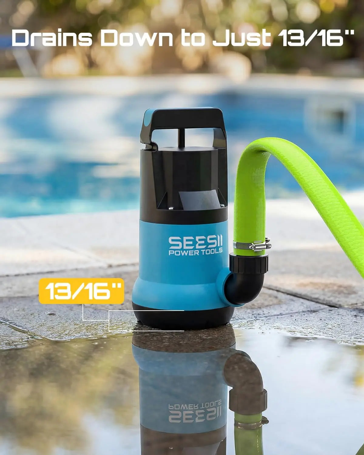 SEESII 1HP Submersible Water Pump 4755 GPH High Flow Electric Submersible Water Pump Portable Utility Pump Pool Pond Sump Flood Drainage Clean Water Transfer Pump Garden Water Removal