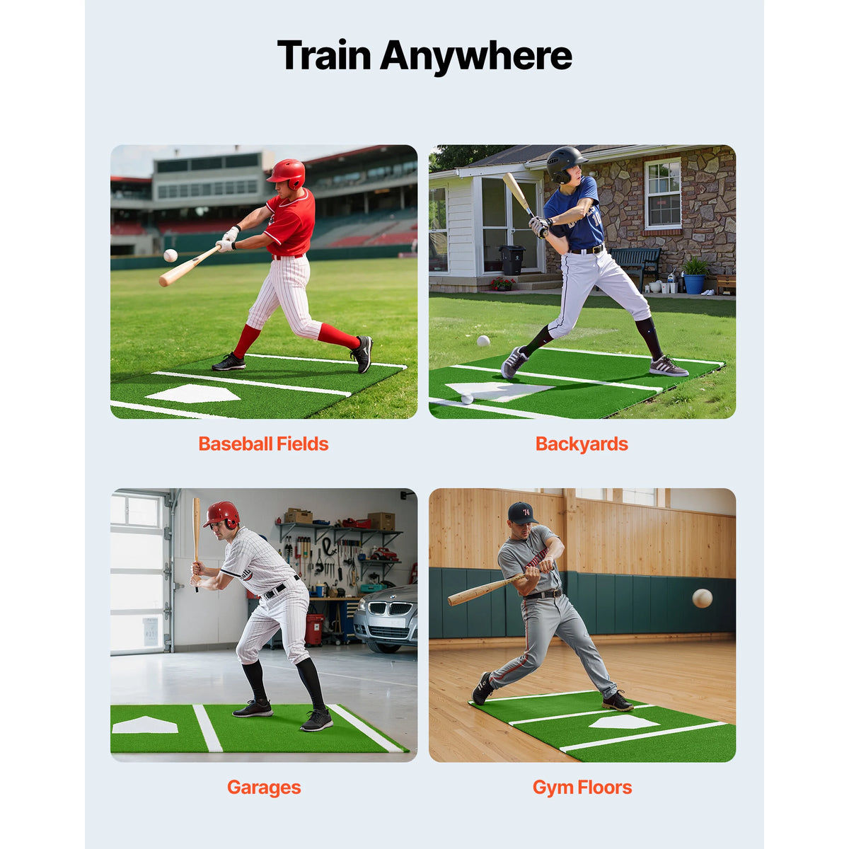 SucceBuy Portable Baseball Hitting Mat With Softball Practice Home Plate