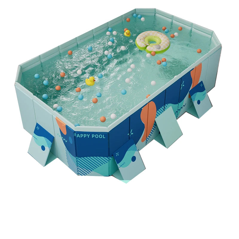 Available in 2.6m or 3m Size Foldable Large Rectangular Family Swimming Pool-Large Inflatable Pools Easy Setup Outdoor Above Ground Pool for Adults Kids Dogs Outdoor Garden Can hold sand,toys