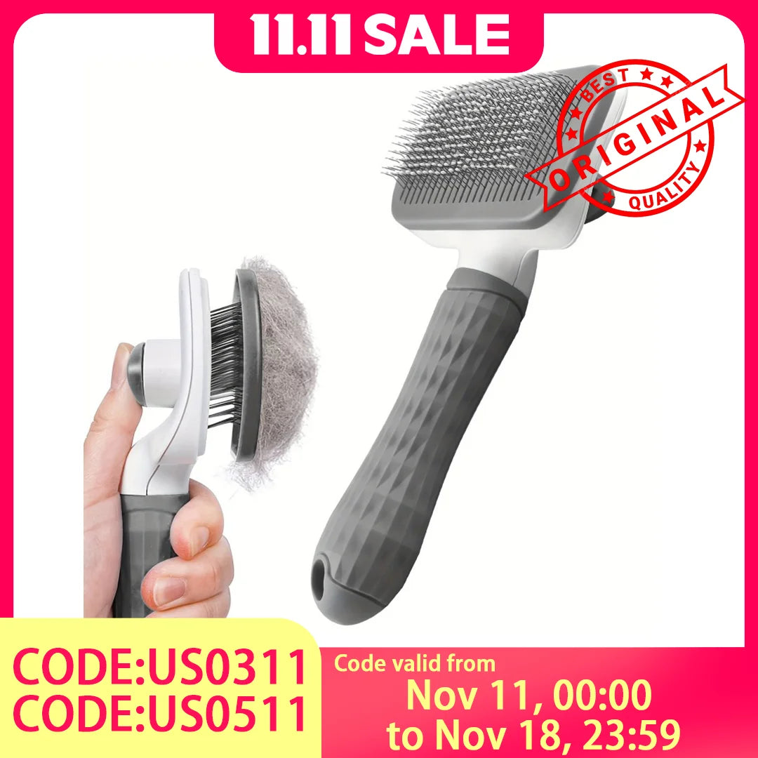 2 In 1 Grooming Brush, Massaging Deshedder With Easy Cleanup